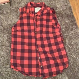 H&M checkered sleeveless button up